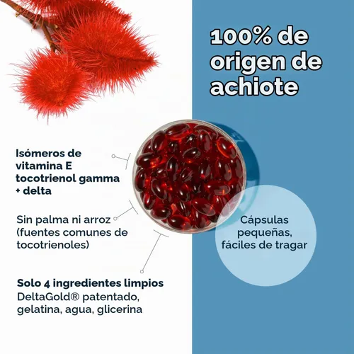 Vista 3 de Designs for Health Annatto-E 300 mg Tocotrienoles - Suplemento complejo de vitamina E DeltaGold con tocotrienoles Delta + Gamma - Cardiovascular