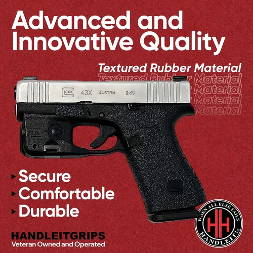 Vista 2 de Handleitgrips Handgun Grip Tape Compatible with Glock 43x and Glock 48 - Rubber Pistol Grip Wrap Tape, Easy Install Accessories, Veteran Owned, Made