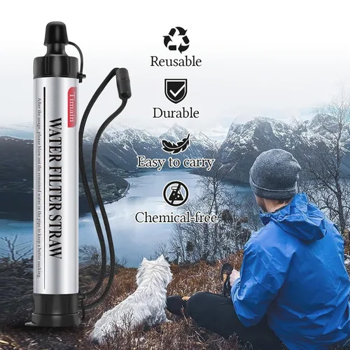 Vista 5 de Timain - Filtro de pajita de 4 etapas de filtración, alta tasa de flujo, filtro de agua para purificador de supervivencia para kits de emergencia