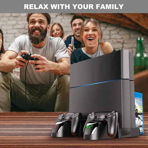 Vista 2 de Estación de ventilador de refrigeración con soporte para PlayStation 4 Slim Ventilador de refrigeración para PS4 Pro Estación de carga vertical