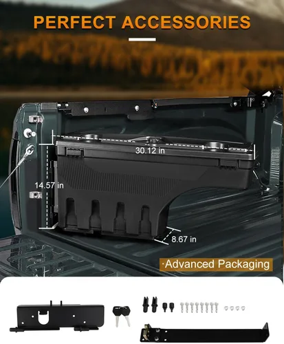 Vista 5 de ROADFAR Reemplazo de caja de almacenamiento de caja de camión del lado izquierdo del conductor para Ford para F-150 1997-2014 Tapa con cerradura