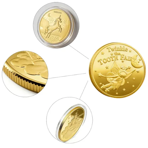 Vista 5 de Monedas de hada de dientes, 10 piezas de recompensa conmemorativa de dientes perdidos, moneda conmemorativa de dientes dentales, moneda de metal