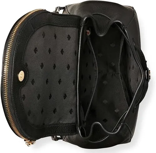 Vista 4 de Kate SPADE LEILA - Mochila mediana con solapa de cuero suave negro Negro - Cordón