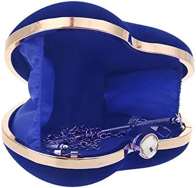 Vista 4 de Goclothod Bolso de mano en forma de corazón para mujer, bolso de hombro de terciopelo, bolsos de noche