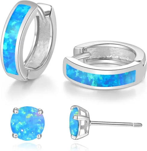 Vista 109 de CiNily Aretes Huggie de ópalo con bisagras, chapados en oro, hipoalergénicos, pequeños aretes de aro para mujeres, adolescentes, niñas, hombres