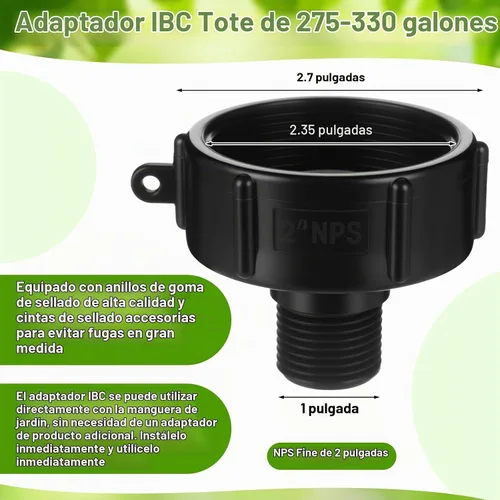 Vista 5 de Ibc Tote Adapter, Válvula Doble Azul, 3/4 '' macho Npt a 3/4 '' Ght Válvula Ibc para tanque de agua de 275-330 galones, válvula de grifo de manguera