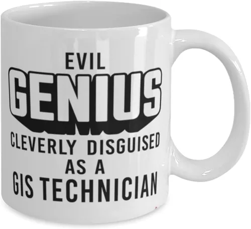 Vista 2 de Funny GIS Technician Mug Evil Genius Cleverly Disguised As A GIS Technician Coffee Cup 11oz White