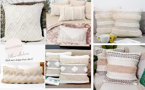 Vista 8 de Juego de 2 fundas de almohada decorativas grandes de 20 x 20 pulgadas, estilo bohemio, de algodón, para decoración de granja, juego de 2 fundas