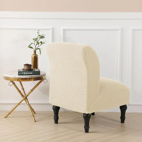 Vista 5 de LiveGo Funda para silla decorativa sin brazos, de elastano, extraíble, para silla sin brazos, protector de muebles para sala de estar, comedor, Beige