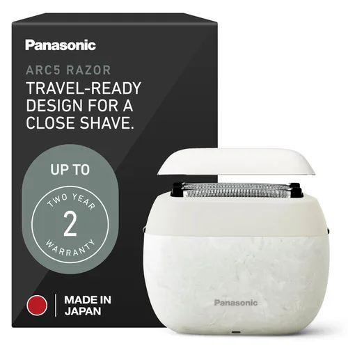 Vista 12 de Afeitadora eléctrica Panasonic ARC5 de tamaño palma, afeitadora de viaje compacta de lujo manual con sistema de corte de 5 cuchillas y carga USB-C