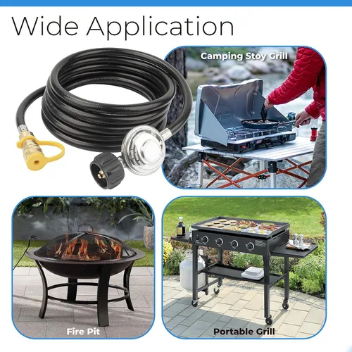 Vista 4 de F271803 - Manguera adaptadora para calentador de propano de 12 pies con regulador, para calentador Big Buddy para interiores y exteriores, conexión