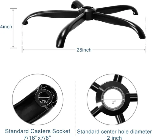 Vista 5 de Frassie Silla de oficina de 28 pulgadas, base de metal, repuesto resistente, 2500 libras, silla de escritorio para computadora, parte de base