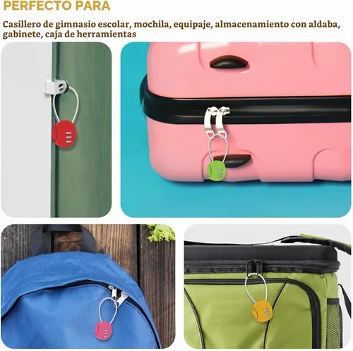 Vista 7 de Candado de combinación de 6 unidades, 3 dígitos para exteriores, mini candado de combinación impermeable para cerradura de gimnasio escolar, mochila