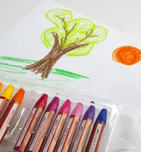 Vista 7 de Faber-Castell Pasteles de aceite mezclables en estuche de almacenamiento duradero, 24 colores vibrantes, pasteles no tóxicos para niños
