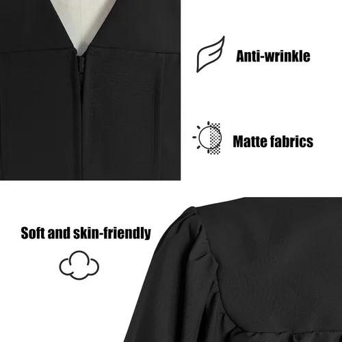 Vista 4 de Bata de coro para iglesia, adulto, mate, bautizo, pastor o vestido Bata de coro mate unisex para adultos diseñada para graduaciones de servicios