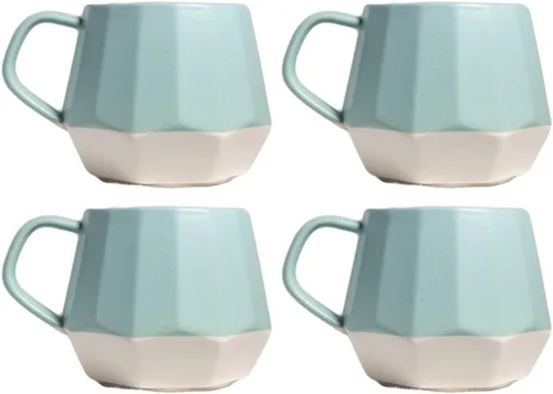 Vista 7 de Homvare Taza de café de porcelana, taza de té, paquete de 2, 10 onzas Azul verde azulado - Paquete de 2