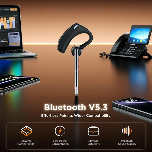 Vista 10 de Auriculares Bluetooth V5.3, auriculares inalámbricos con doble cancelación de ruido, estuche de carga, tiempo de espera de 300 horas, auriculares