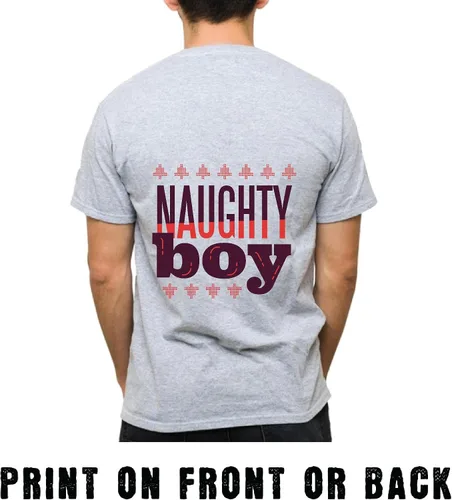 Vista 4 de Christmas Gift for Naughty Boys Lettering in Red and Purple Kids Men Women White Gray T shirt