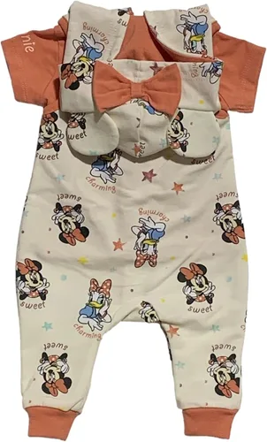 Vista 2 de Disney Mameluco de Minnie Mouse para bebé, 2 piezas, sin mangas, overol y camiseta (0-24 meses)