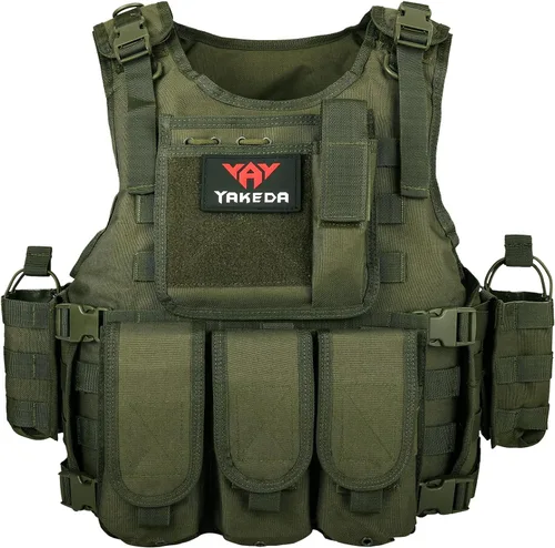 Vista 10 de BOMTURN Chaleco táctico Airsoft mejorado modular ajustable para paintball chaleco al aire libre apto para adultos