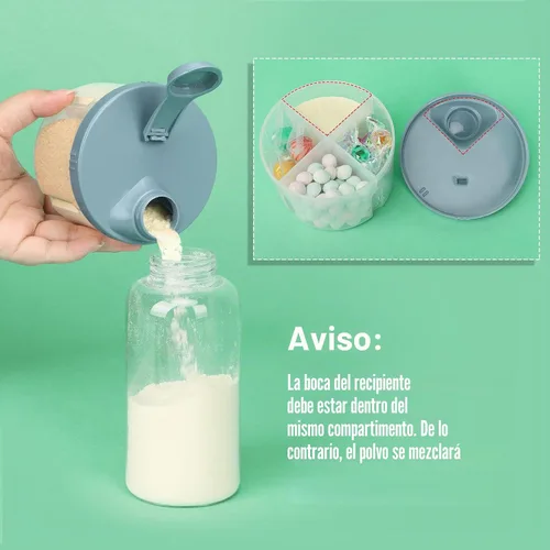 Vista 5 de Accmor - Dosificador de fórmula para bebés para llevar, contenedor giratorio sin derrames de cuatro compartimentos para llevar, contenedor de snacks