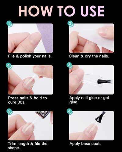 Vista 9 de Coffine Nails - Puntas de uñas de gel suave con puntas de uñas cortas de almendra, 336 piezas de uñas de gel medio mate prepulidas, puntas