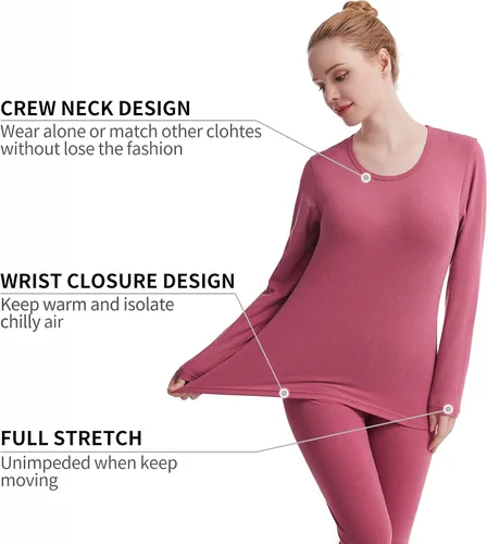 Vista 3 de Ropa interior térmica para mujer Long Johns conjuntos de ropa interior térmica para mujer, capa base ultra suave, regalos con caja