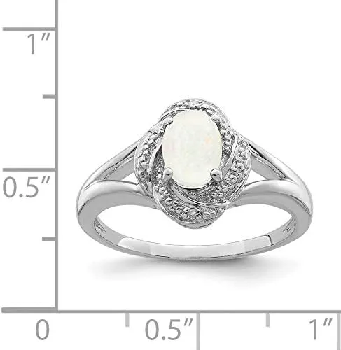 Vista 2 de Plata de ley .01CTW (h-i, I213) Diamond & Oval Creado Opal Anillo