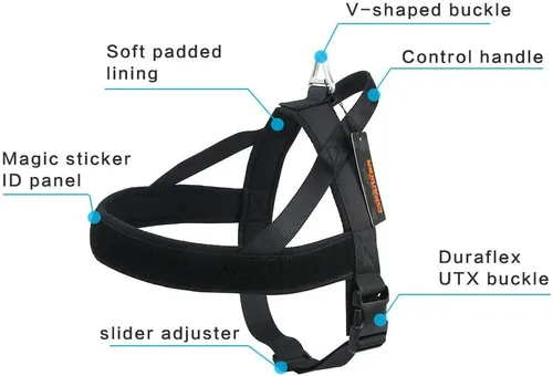 Vista 6 de Collar para perro de tamaño XS de nailon ajustable sin tirones para perro, arnés para perro pequeño con acolchado