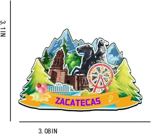 Vista 3 de Zacatecas - Imán de madera para nevera, diseño de México, monumentos 3D, recuerdos coleccionables, decoración hecha a mano -2320