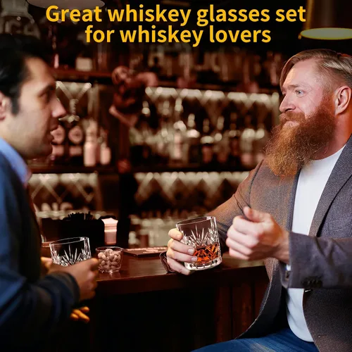 Vista 7 de Juego de 2 vasos de whisky de 11 onzas, vasos de vidrio de estilo antiguo, vasos de whisky whisky, vasos de whisky escocés para coñac, cóctel, ron