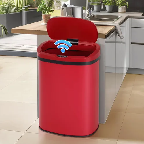 Vista 14 de Dkeli Cubo de basura automático de 13 galones con sensor de movimiento sin tacto, basurero de cocina de acero inoxidable con tapa, basurero de alta