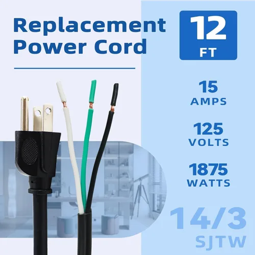 Vista 2 de EP - Paquete de 2 cables de 12 pies 14/3C SJTW para aparatos y herramientas Negro