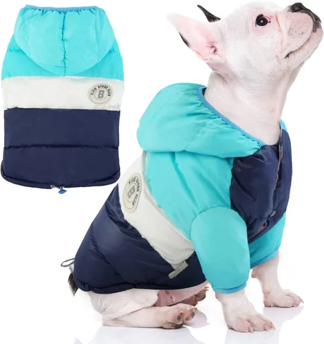Vista 13 de FUAMEY Chaqueta acolchada para cachorros, chaleco acolchado cálido para la nieve para mascotas, ropa para perros a prueba de viento, impermeable