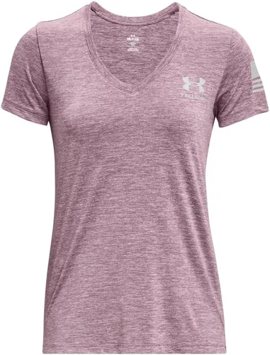 Vista 5 de Under Armour Camiseta Freedom Tech de manga corta con cuello en V para mujer