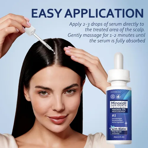 Vista 6 de Suero para el crecimiento del cabello de minoxidil al 5% para hombres y mujeres con biotina: minoxidil para hombres y mujeres, 5 por ciento