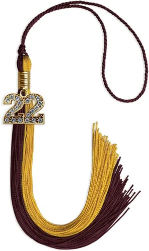 Vista 147 de Endea Graduation Borla de doble color con dije dorado (negro/oro brillante, 2022)