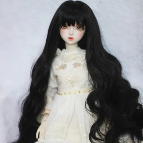 Vista 5 de Peluca de muñeca de 1/6, suave al tacto, recortable, resistente al calor, articulada, peluca de muñeca con flequillo, accesorios de decoración