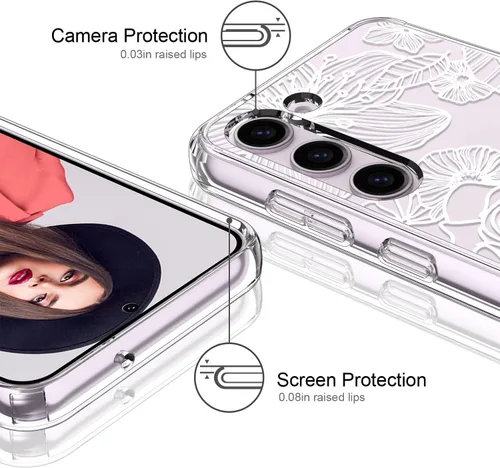 Vista 2 de ICEDIO Funda protectora duradera para Samsung Galaxy S23 Plus, ajuste delgado, transparente, con diseños de moda para niñas y mujeres, funda