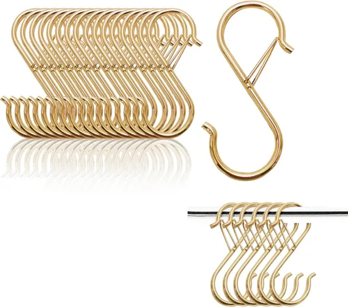 Vista 9 de Ganchos en S para colgar, resistentes con diseño de hebilla de seguridad, ganchos en forma de S para utensilios de cocina, sartenes, barra