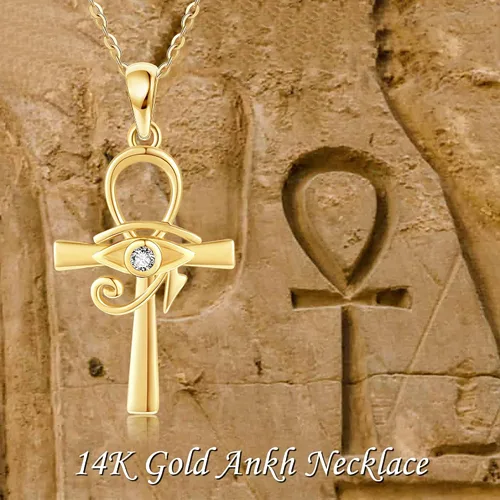 Vista 6 de 14K Gold Cross NecklaceEvil EyeMoon and StarTree of LifeBlack Cat Pendant Necklace Christian Confirmation Jewelry Gifts for Women Girls