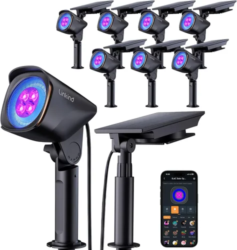 Vista 10 de Linkind Smart Solar Spotlights SL6C, Dual Ring Halloween Lights Multicolor