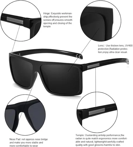 Vista 5 de 2020 VentiVenti Gafas de sol polarizadas cuadradas para hombre de plástico ligeras protección UV para conducir
