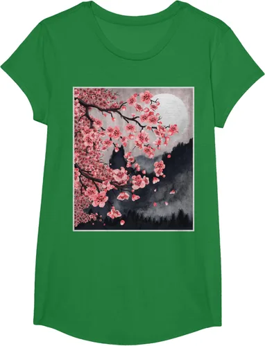 Vista 45 de Sakura - Camiseta japonesa de cerezo en flor japonesa, Negro, S
