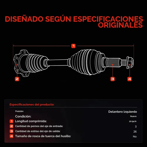 Vista 3 de A-Premium Conjunto de eje de eje CV del conductor delantero izquierdo