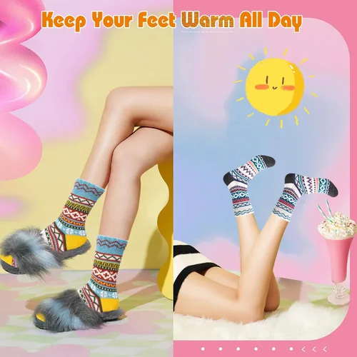 Vista 6 de HiTauing Paquete de 10 calcetines para mujer, calcetines de lana de invierno, regalos para mujer, suaves, cálidos, gruesos, acogedores, calcetines