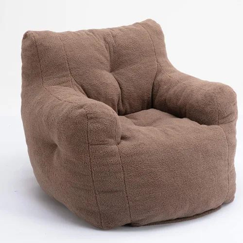 Vista 6 de Puf - Silla de sofá individual, mullida, moderna, suave, copetuda, de espuma, sofá perezoso, silla de ocio para sala de estar, dormitorio, balcón
