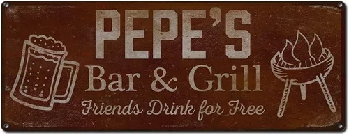 Vista 115 de Adam's Bar and Grill Friends Drink for Free, cartel de aluminio de 5.75 x 15.5 pulgadas, accesorios personalizados para bar y decoración de pared