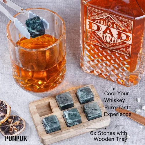 Vista 4 de Ponpur 2 decantadores de whisky para regalo de hombre, decantador de globo