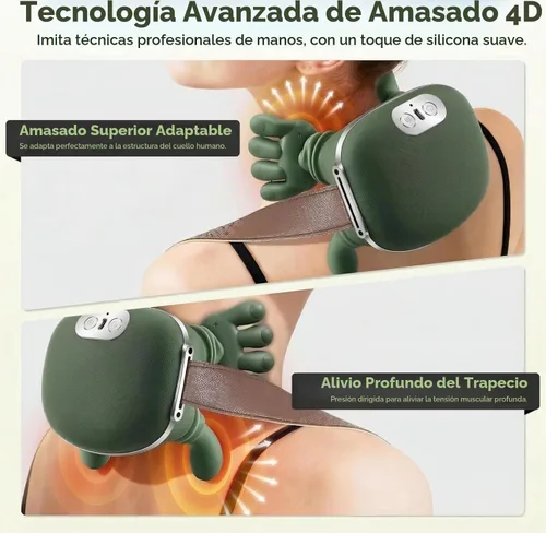 Vista 4 de Bionic - Masajeador de cuello y espalda, masajeador shiatsu calentado de 2 niveles, masaje de amasamiento de tejido profundo 4D, masaje de manos